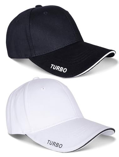 Vector X Turbo Cap Head Caps for Men Unisex Mens Caps with Adjustable Strap in Summer for Men Caps Men for All Sports Cap for Girls caps Gym Caps for Men Women Cap Sports Caps for Men (Black-White, 2)