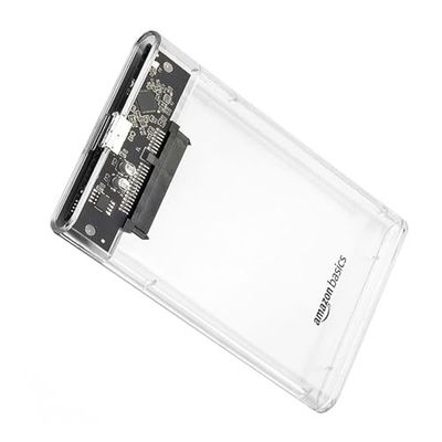Amazon Basics 2.5" SATA SSD Enclosure Case, USB 3.0 to SATA Tool-Free External Hard Disk Case with Fast Transfer Speed Up to 5 Gbps & Up to 6TB Storage Capacity Compatible with 2.5 SSD/HDD