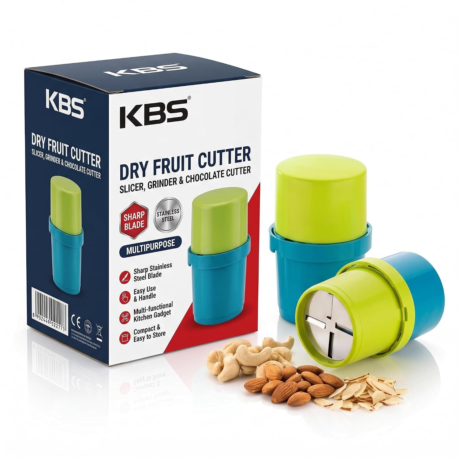 KBS Dry Fruit Cutter Slicer, Grinder Chocolate Cutter and Butter Slicer with 3 in 1 Blade for Kitchen Gadgets (Pack of 1) (Dry-Fruit-Cutter-1)