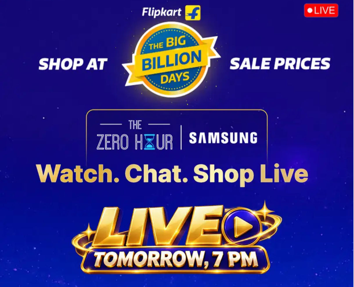Win Free Phone Every 5 Min: Flipkart ZERO HOUR | Samsung. Watch. Chat. Shop, Live 1st Oct. @7pm