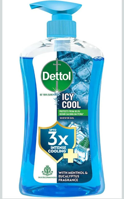 Dettol Icy Cool Body Wash and Shower Gel Pump for Men | Goodness of Salicylic Acid | Menthol Freshness | 500ml