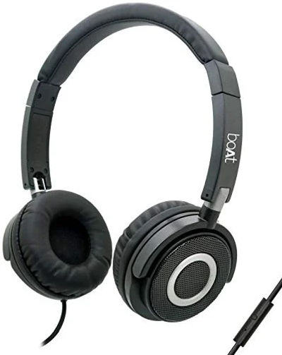 boAt Bassheads 900 Wired On Ear Headphones with Mic (Carbon Black)