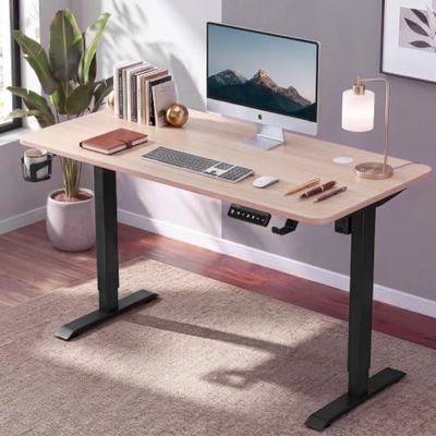 Dr Luxur Stallion Electric Standing Desk | Height Adjustable 70-114cm | 80kg Load | 3 Memory Presets | Zero Wobble | Child Lock | Low Noise Motor | 5 Year Warranty (Arctic Oak, 1200 * 600 mm)