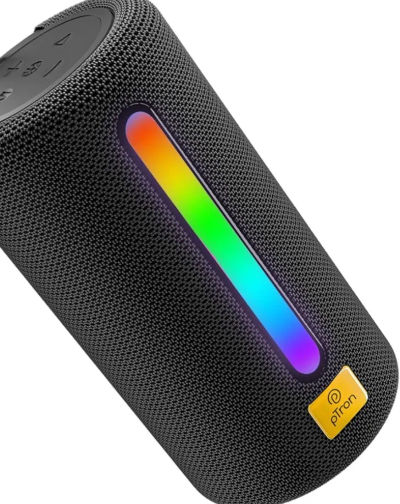pTron Fusion Buzz 14W Bluetooth Speaker with Pristine Sound, 8hrs Playback, Rhythmic RGB LEDs, Multi-Play Modes BT5.3/TF Card/USB, TWS Feature, Integrated Button Controls, Type-C Charging (Black