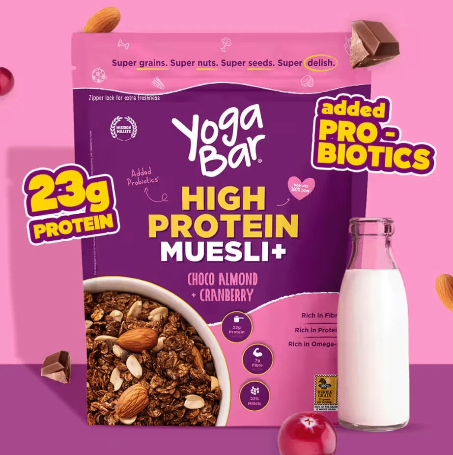 Yoga Bar 23g High Protein Muesli Choco Almond & Cranberry, Added Probiotics, Fibre Rich 1Kg