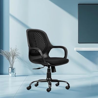 ROSE® Zaria | 3 Years Brand Warranty | Ergonomic mesh mid-Back Office Chair, Perfect for Study, Work from Home, revolving, Rolling Computer Desk Chair (Black, Revolving) : Amazon.in: Home & Kitchen