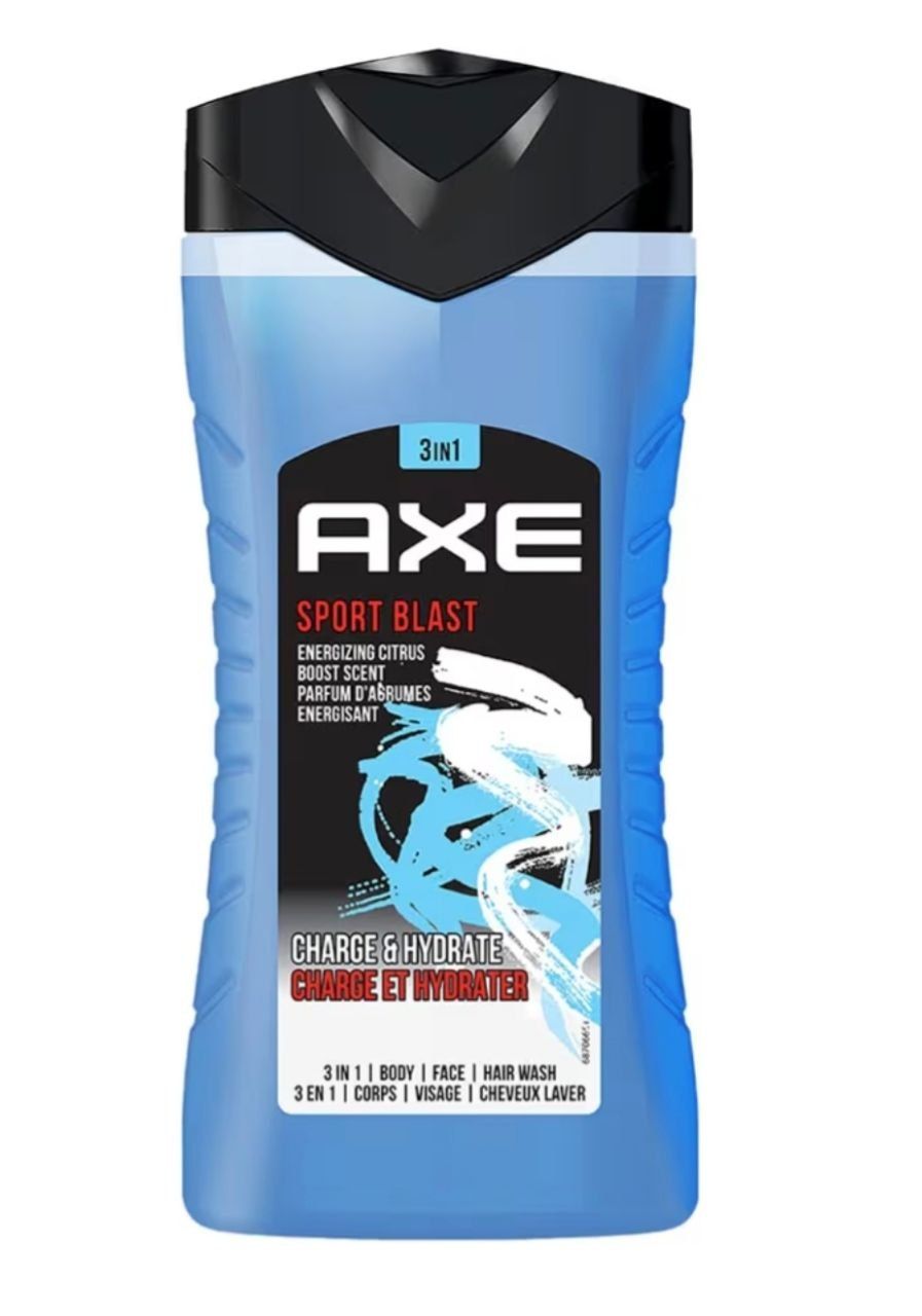 Axe Sports Blast 3 In 1 Body, Face & Hair Wash for Men, Long-Lasting Refreshing & Energizing Citrus Fragrance