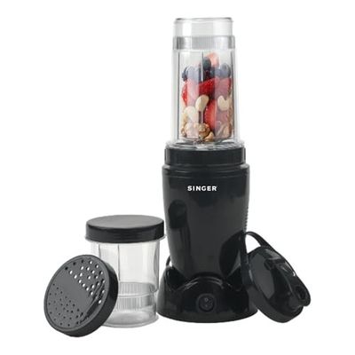 SINGER Nutricool Juicer Mixer Grinder | Smoothie Maker | Powerful 500 Watts Copper Motor | 2 Transparent Jars| Black