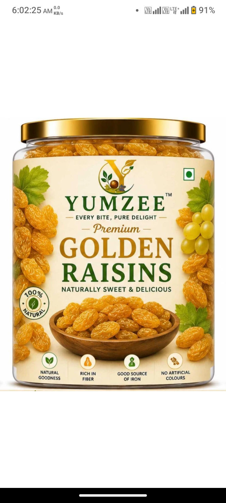 Yumzee golden raisins 1kg