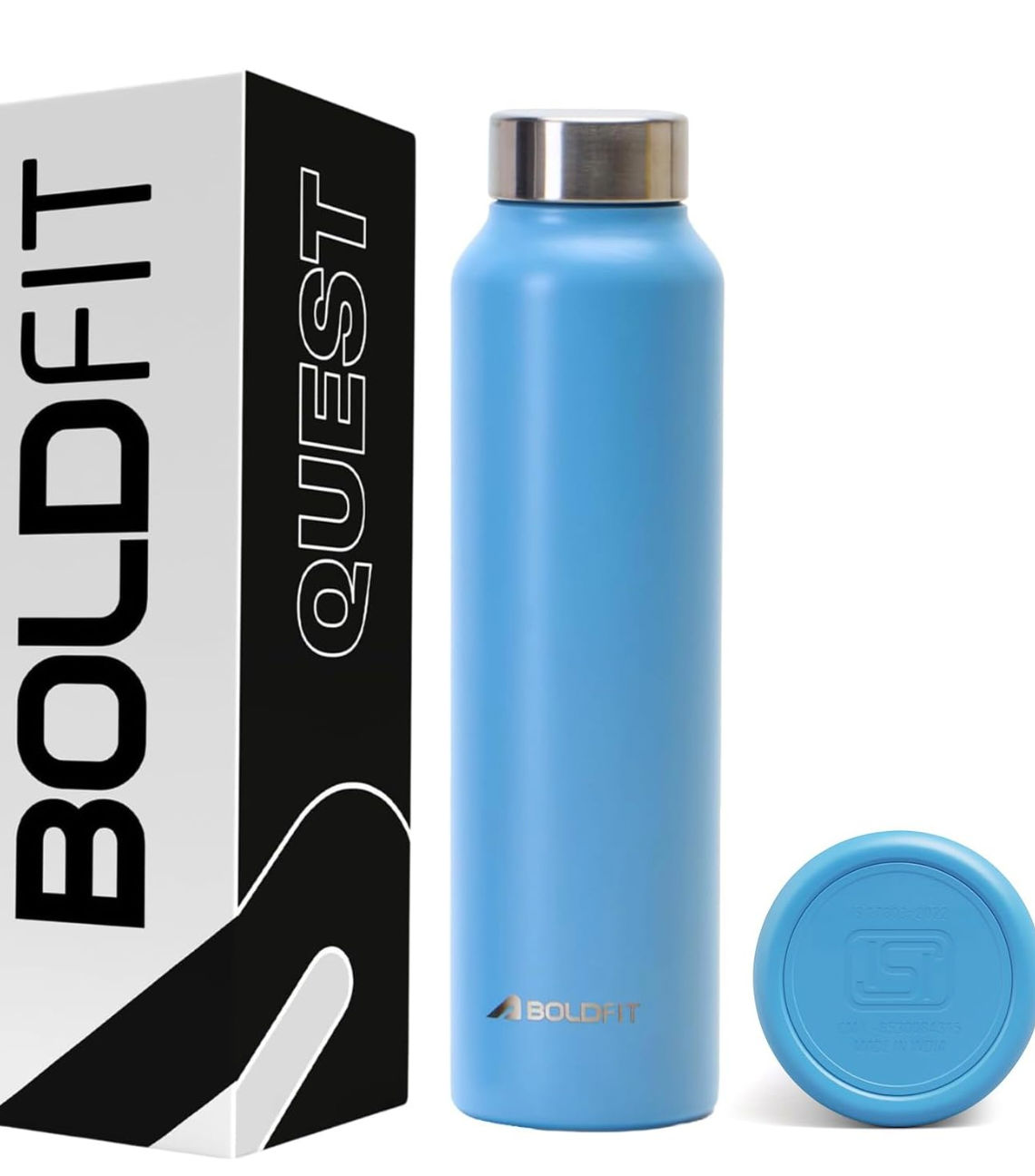 Lowest price:Boldfit Water Bottles Stainless Steel Water Bottle 1 Litre Steel Water Bottles for School, Office, Home, Gym 1 Litre Water Bottle for Men Leakproof, Rust Free Steel Bottle -1000 ml Bottle Sky Blue