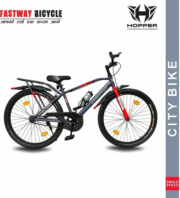 Fastway Bicycle HOPPER JETPRO IBC 26T , WITH 90% ASSEMBLED 26 T (inch) Road Cycle (Single Speed, Grey, Rigid)