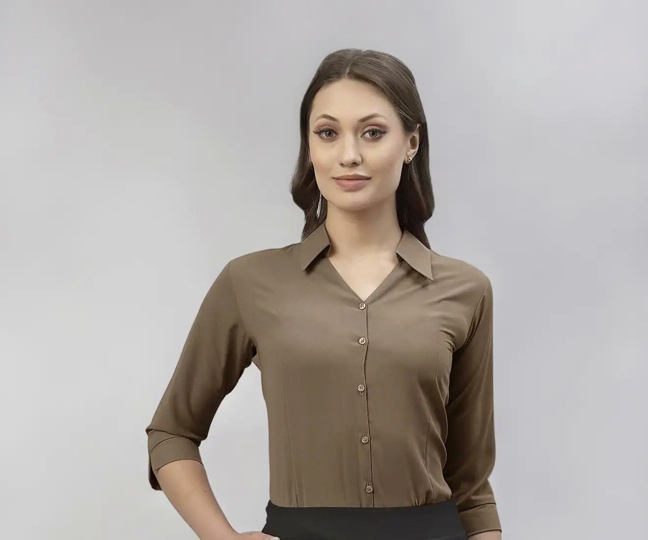 EYEBOGLER Women Polo Solid 3/4 Sleeve Regular Fit Casual Shirt