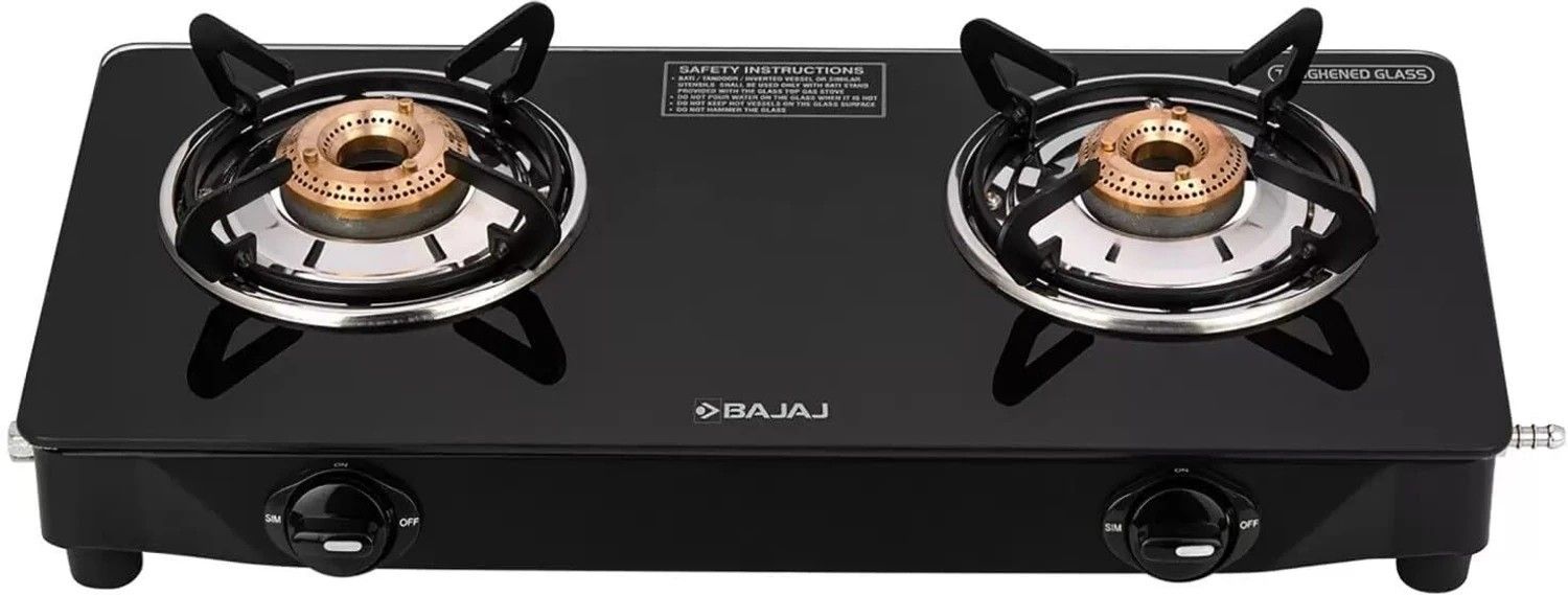 BAJAJ UCX 2B Glass Manual Gas Stove (2 Burners)