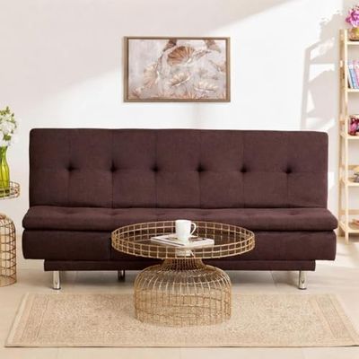 Da URBAN® 3 Seater Sofa for Living Room, Couch Sofa for Living Room (Velvet & Leatherette Brown)