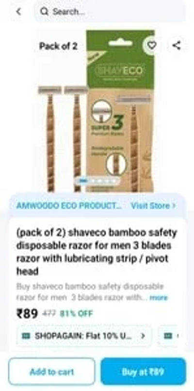 PACK OF 2 - BAMBOO RAZORS - 3 BLADES || DIGIHAAT