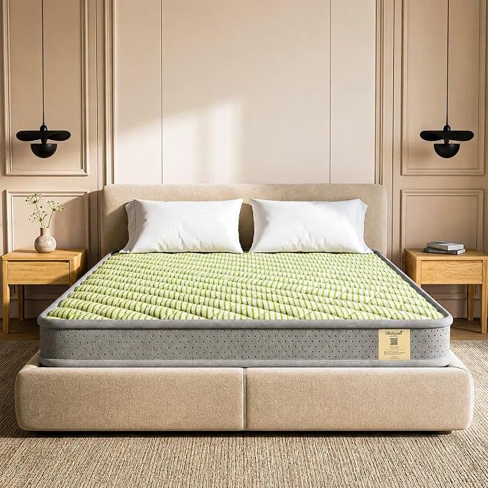 Shayan Dual Comfort Mattress | 4 inch Queen Size | Reversible Design with Soft & Firm Sides |75x60x4 Inches Green.