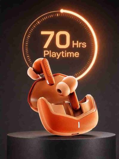 GOBOULT Z40 v2.0 70Hrs Battery Life, Quad Mic ENC, 13mm Drivers, 45ms Low Latency, 5.4v Bluetooth Headset (Solar Orange, True Wireless)