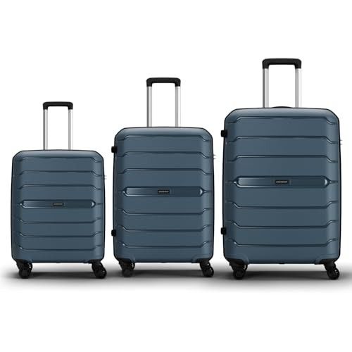 Aristocrat Liberty Set of 3 (Cabin+Medium+Large) Trolley Bag, 58+68+78Cm | Combination Lock | 8 Wheels | Spanish Blue