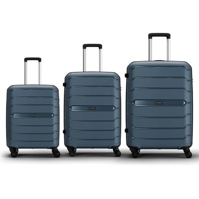 Aristocrat Liberty Set of 3 (Cabin+Medium+Large) Trolley Bag, 58+68+78Cm | Combination Lock | 8 Wheels | Spanish Blue