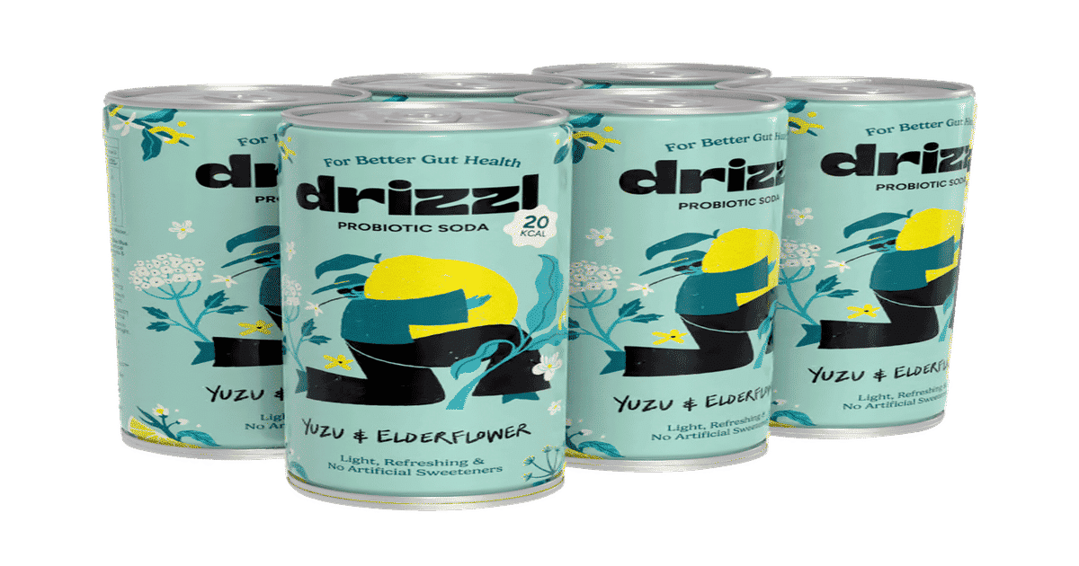 Drizzl Yuzu & Elderflower|Probiotic Soda |Supports Gut Health | Pack of 6