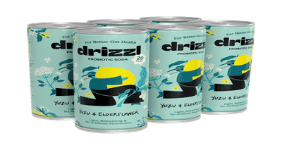 Drizzl Yuzu & Elderflower|Probiotic Soda |Supports Gut Health | Pack of 6