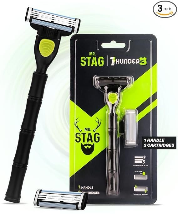 Amazon Sample: Mr. Stag Thunder3 Shaving Razor for Men (Pack of 3)