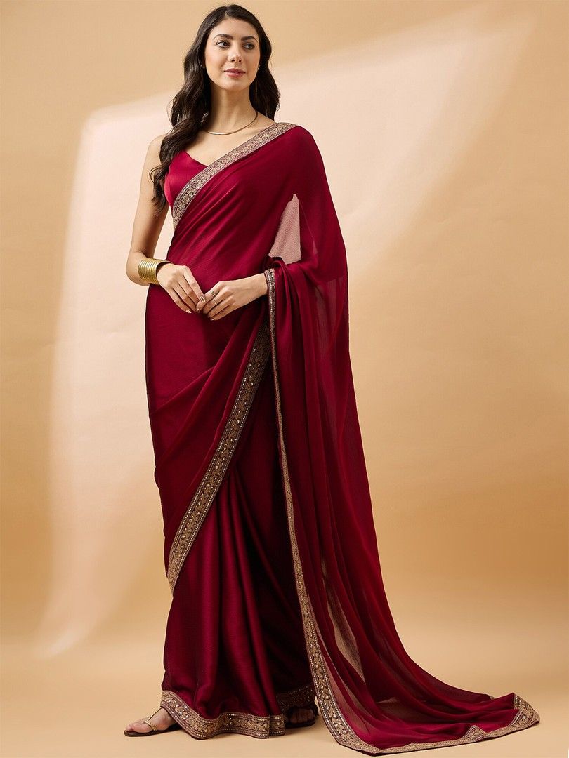 All About You Embroidered Satin Saree - Sarees for Women