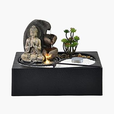 Home Centre Corsica Black Polyresin Buddha Indoor Fountain- 21cmx22cm, Standard (CORSICA-1201134L) [Apply 30% coupon]