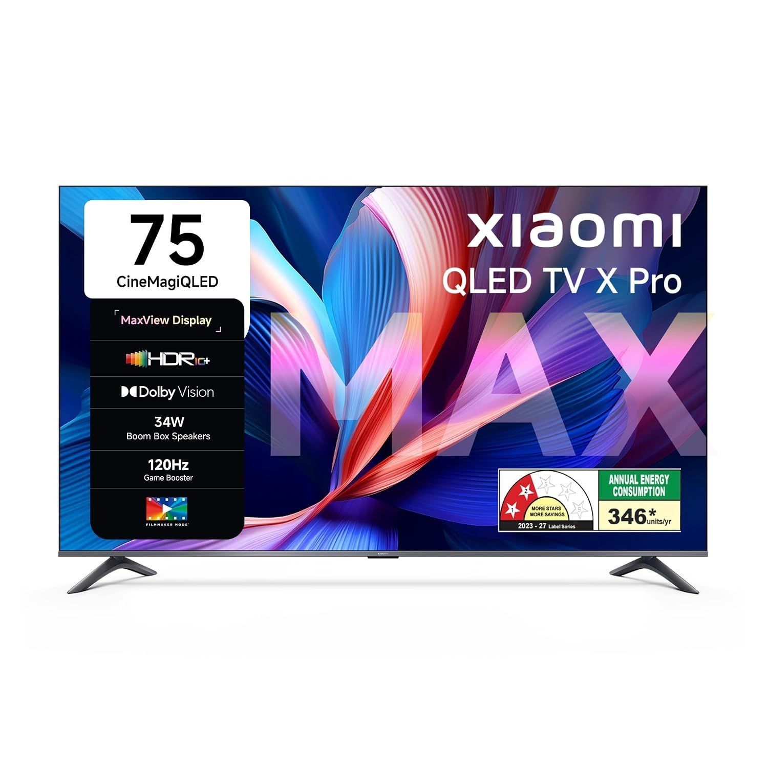 Xiaomi (189 cm) 75 inch Smartchoice X Pro 4K QLED | Dolby Vision & HDR10+| 34W Boom Box Speakers| 120Hz Game Booster| Gemini AI| Google TV | L75MB-APIN