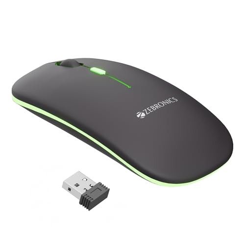 Zebronics Blanc Dual Mode Wireless Mouse (Bluetooth + 2.4GHz) | 1600 DPI, Rechargeable Battery, Multicolor LED & Lightweight Design (Grey)