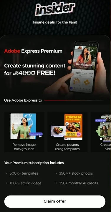 FamPay: Get Adobe Express Premium FREE for 1 Year | Worth ₹4,000