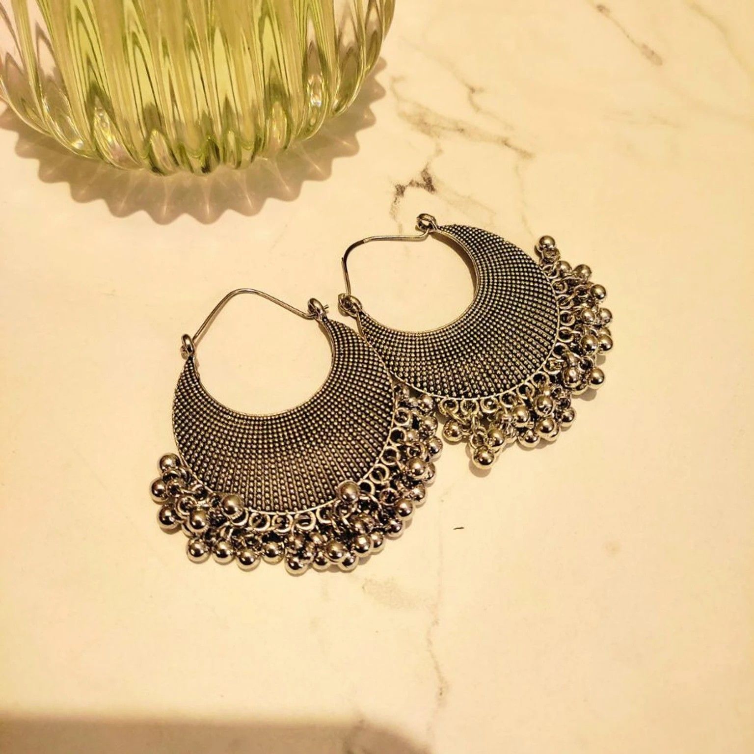 (75 % OFF on BHIM )Silver Oxidised Ghungroo Earrings @212