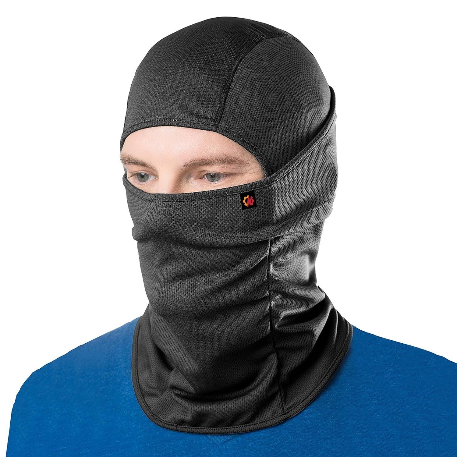 Le Gear Face Mask Pro+ Black | Bike Cycling Hiking | Wind Sun Dust Protection | 4 Way Stretch