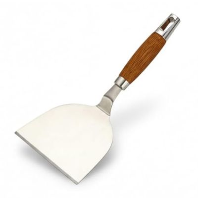 Heavy Duty Flat Kitchen Turner with Wooden Handle and Stainless Steel