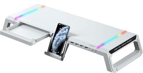 Acer Ergo RGB Monitor & Laptop Stand with 4-Port USB Hub - White