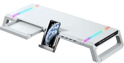 Acer Ergo RGB Monitor & Laptop Stand with 4-Port USB Hub - White