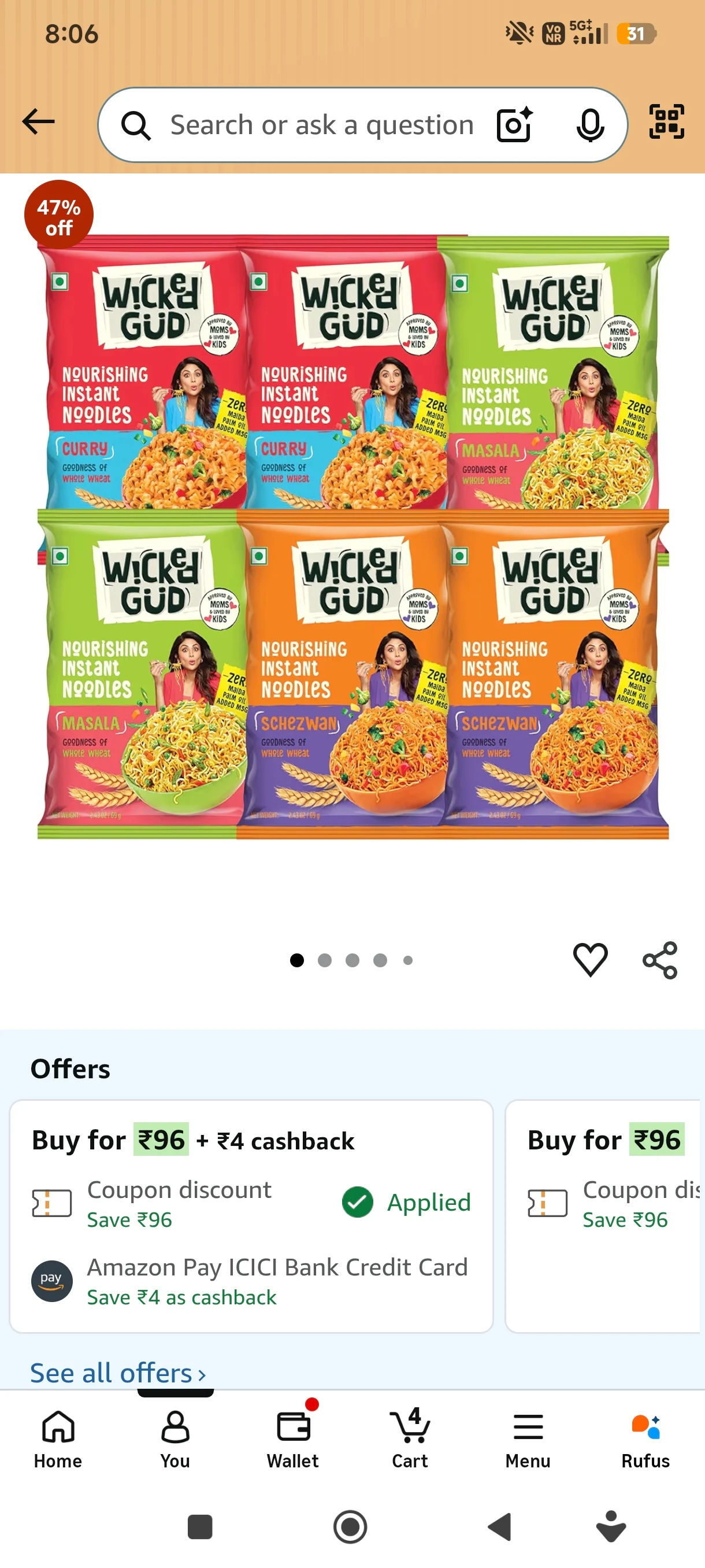 Wicked gud noodles pack of 6 @92