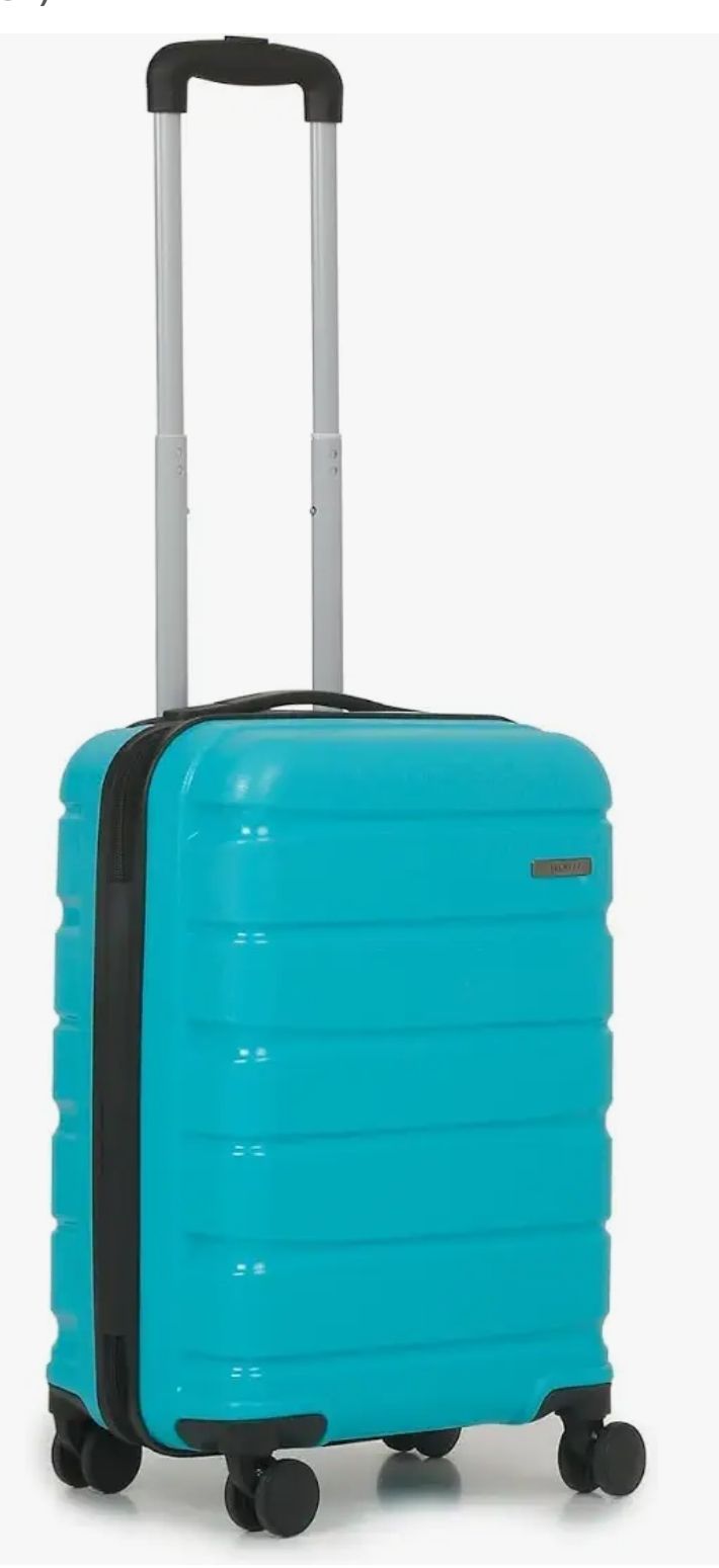 TEAKWOOD LEATHERS Unisex 8 Wheels Trolley Bag, Hard Cabin with Zipper Closure, Adjustable Push Button & Cross Side Strap, Lock System 360 Degree (55 CM, Aqua Green)