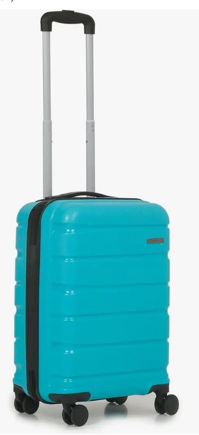 TEAKWOOD LEATHERS Unisex 8 Wheels Trolley Bag, Hard Cabin with Zipper Closure, Adjustable Push Button & Cross Side Strap, Lock System 360 Degree (55 CM, Aqua Green)