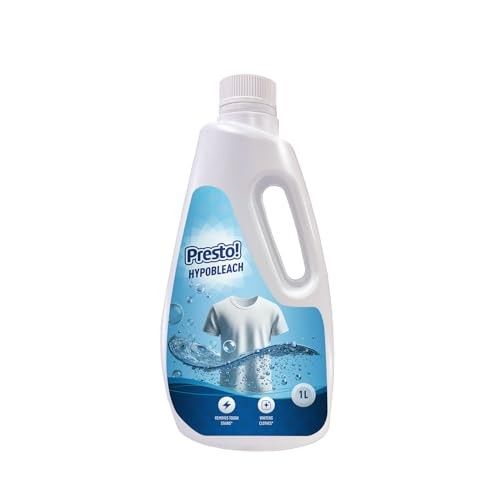 Amazon Brand - Presto! Hypobleach 1L | Fabric Whitener | Detergent Add-On Liquid | Effective Stain Remover | Brightens & Whitens Whites