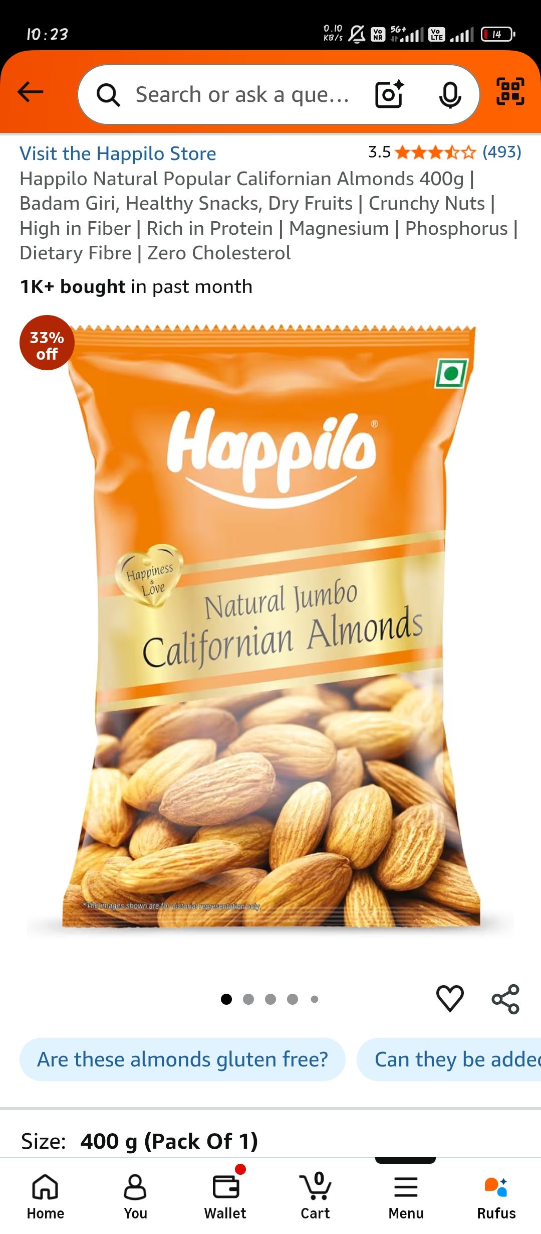 400gm happilo cashew @306/286 subscribe then cancel sbcrptn