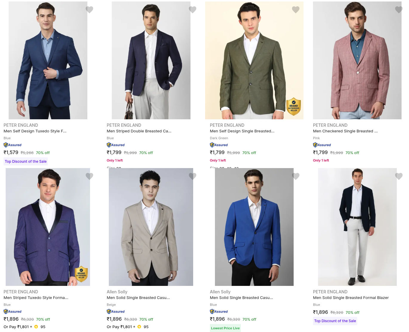 BLAZERS TOP BRANDS Upto 75% Off
