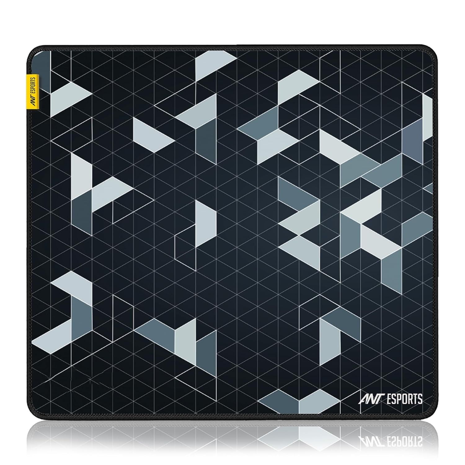 Ant Esports Prism Mouse Pad with Anti-fray Stitching, Waterproof Surface & Non-Slip Rubber Base with Stitched Edges Gaming Mouse Mat for Laptop, Compatible with Laser and Optical Mice - Black