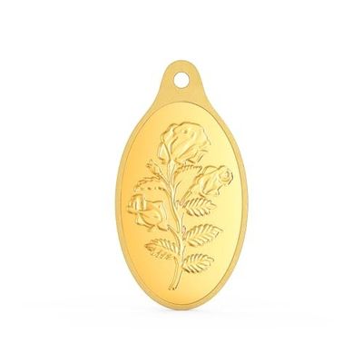 Joyalukkas 24K (999) Purity Gold Coin Pendent | Yellow Color | Flower Design (2Gram).