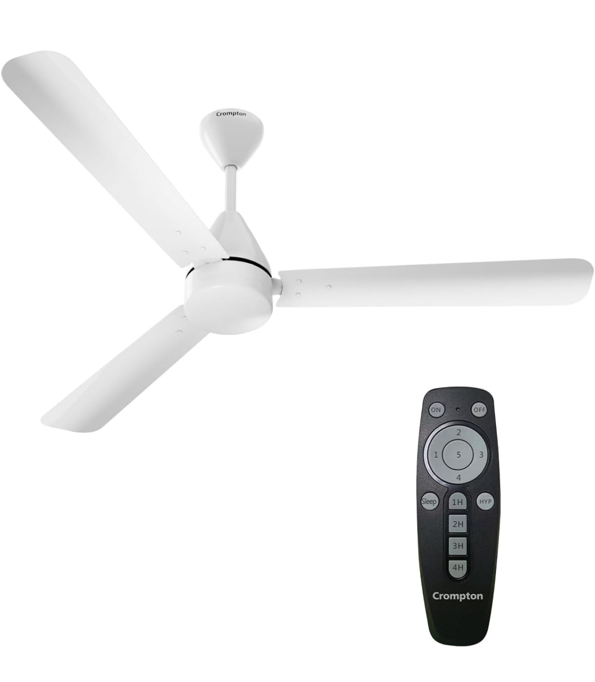 Crompton Energion Hyperjet 1200mm BLDC Ceiling Fan | Point Anywhere Remote Control | BEE 5 Star Rated Energy Efficient | Superior Air Delivery | Anti-Rust | 2 Year Manufacturer Warranty | Opal White