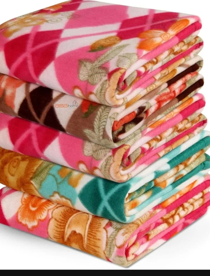 BSB HOME® Printed Polar Fleece Single Bed All Season Blanket/Comforter/Dohar 250TC - Pack of 5 (58x88 Inch, Multicolour, Pink, Green, Rust and Red)