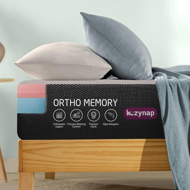 Kozynap Orthopedic Open Cell Memory Foam Mattress for Back Pain Relief Soft Resilience High GSM Fabric 6 Inch Zero Disturbanse 10 Years Warranty (Single Size 72x36x6 Inch)