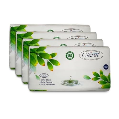 Claret Ultra Soft 2-Ply White Facial Tissues | 100 Pulls | Pack Of 4