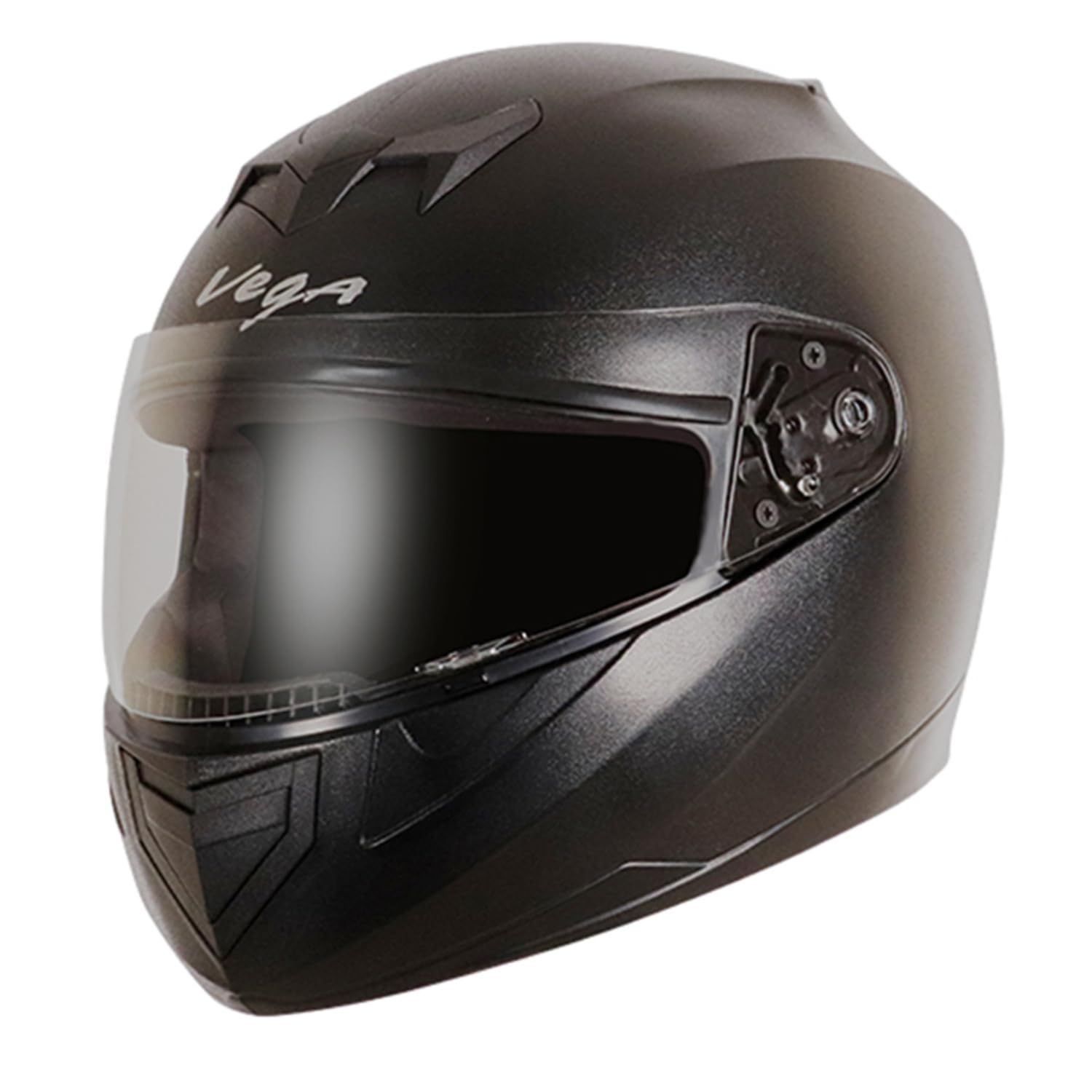 Vega Edge ISI Certified Full Face Gloss Finish Helmet for Men and Women with Clear Visor(Black, Size:M)