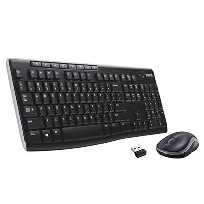 Logitech MK270r Wireless Keyboard and Mouse Combo for Windows, 2.4 GHz Wireless, Spill-Resistant Design, 8 Multimedia & Shortcut Keys, 3-Year Battery Life, PC/Laptop Black